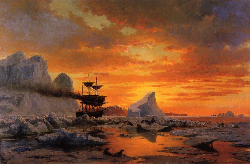 William Bradford Ice Dwellers Watching the Invaders sunset